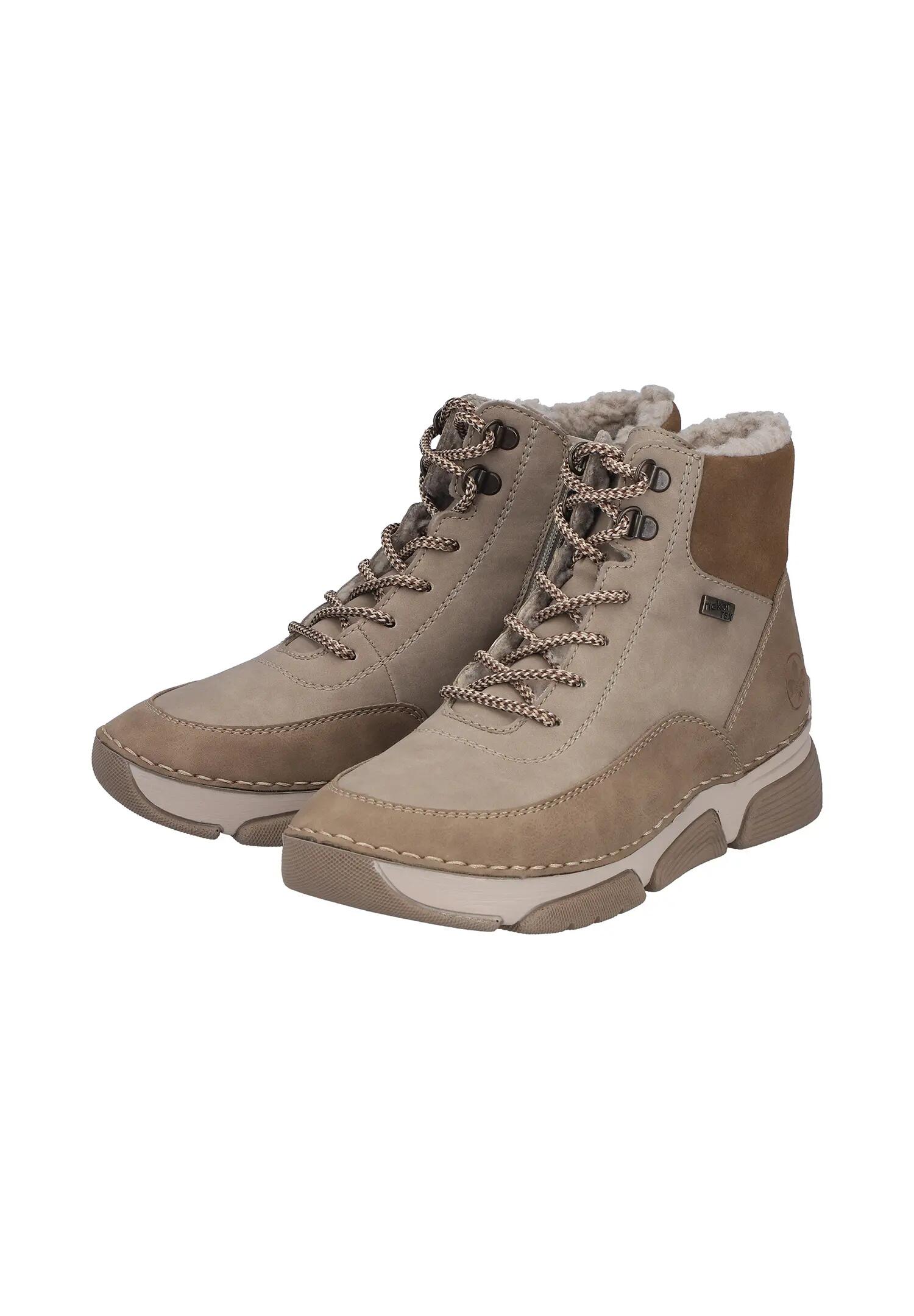 Rieker Damen Schnürstiefel RiekerTEX Kunstleder Keilabsatz Beige 7/7
