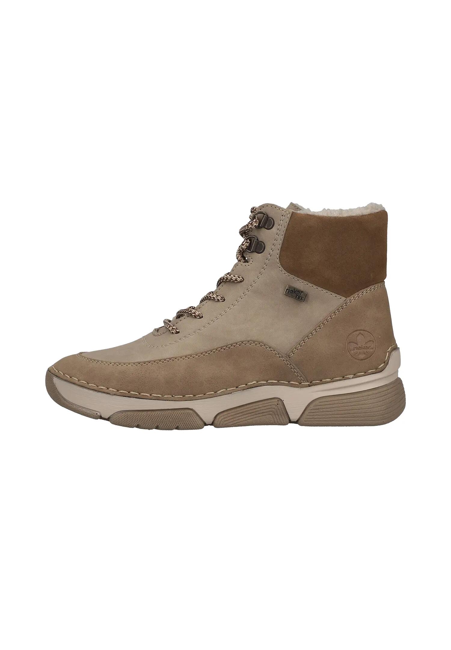 Rieker Damen Schnürstiefel RiekerTEX Kunstleder Keilabsatz Beige 4/7
