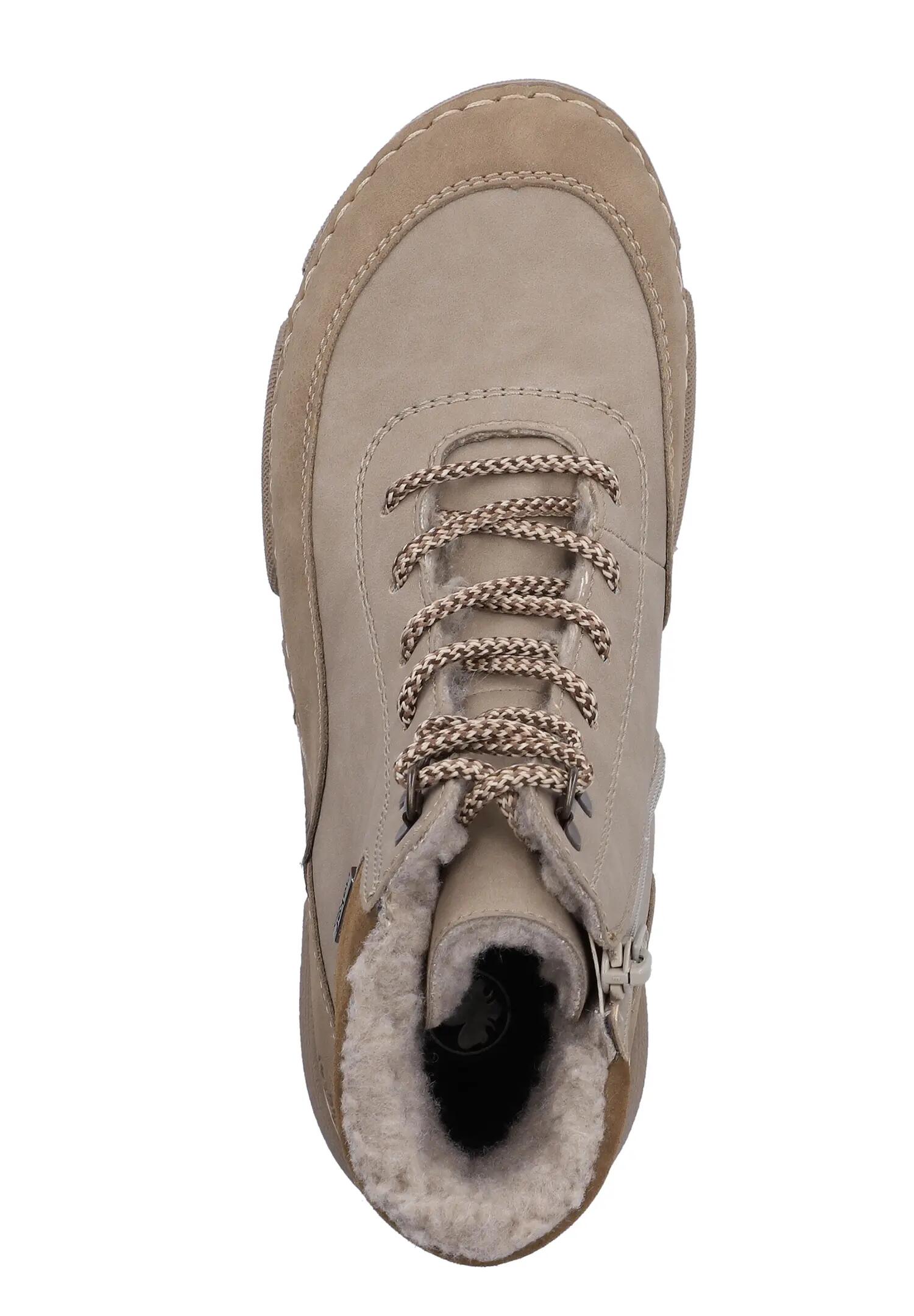 Rieker Damen Schnürstiefel RiekerTEX Kunstleder Keilabsatz Beige 3/7