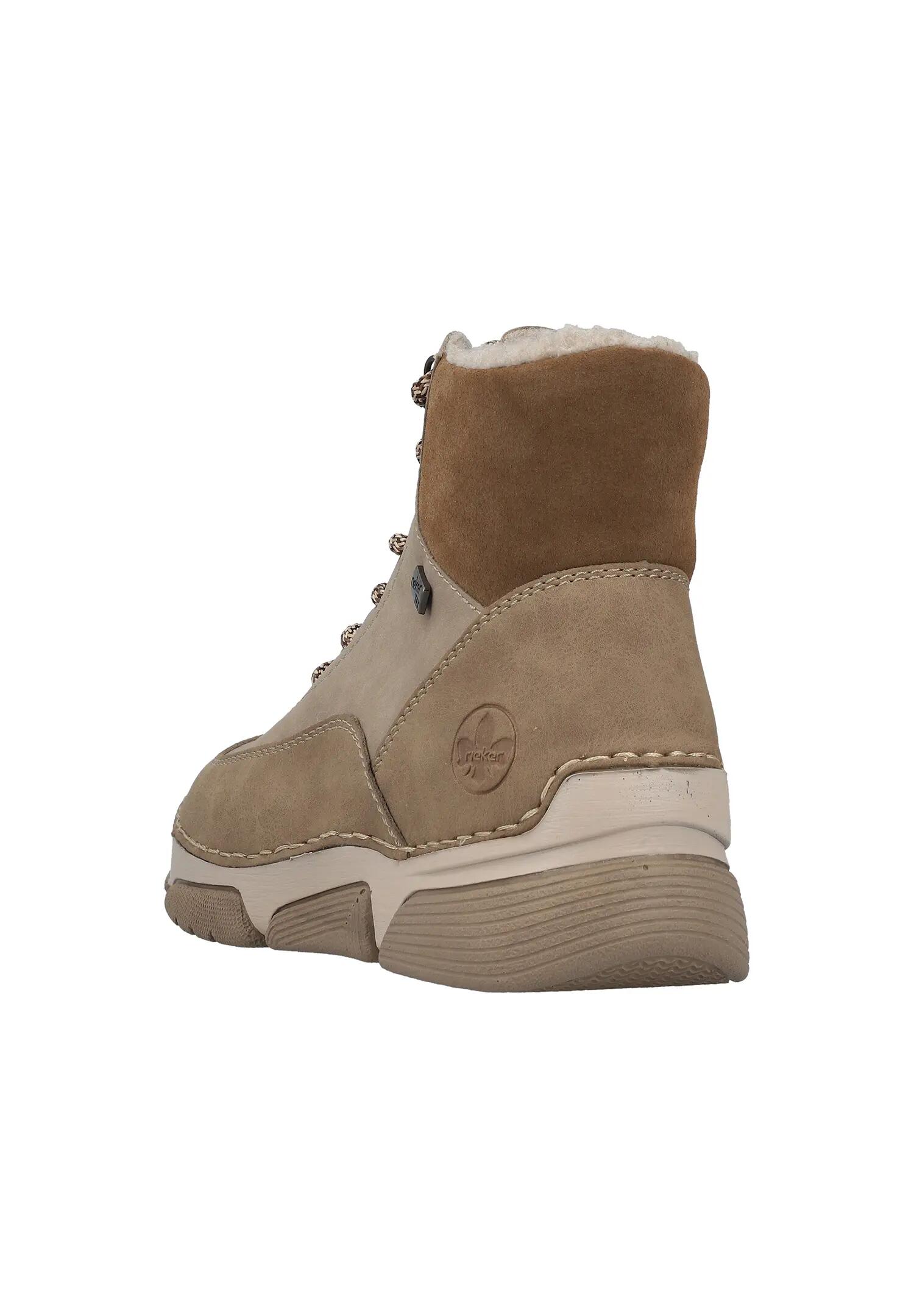 Rieker Damen Schnürstiefel RiekerTEX Kunstleder Keilabsatz Beige 2/7