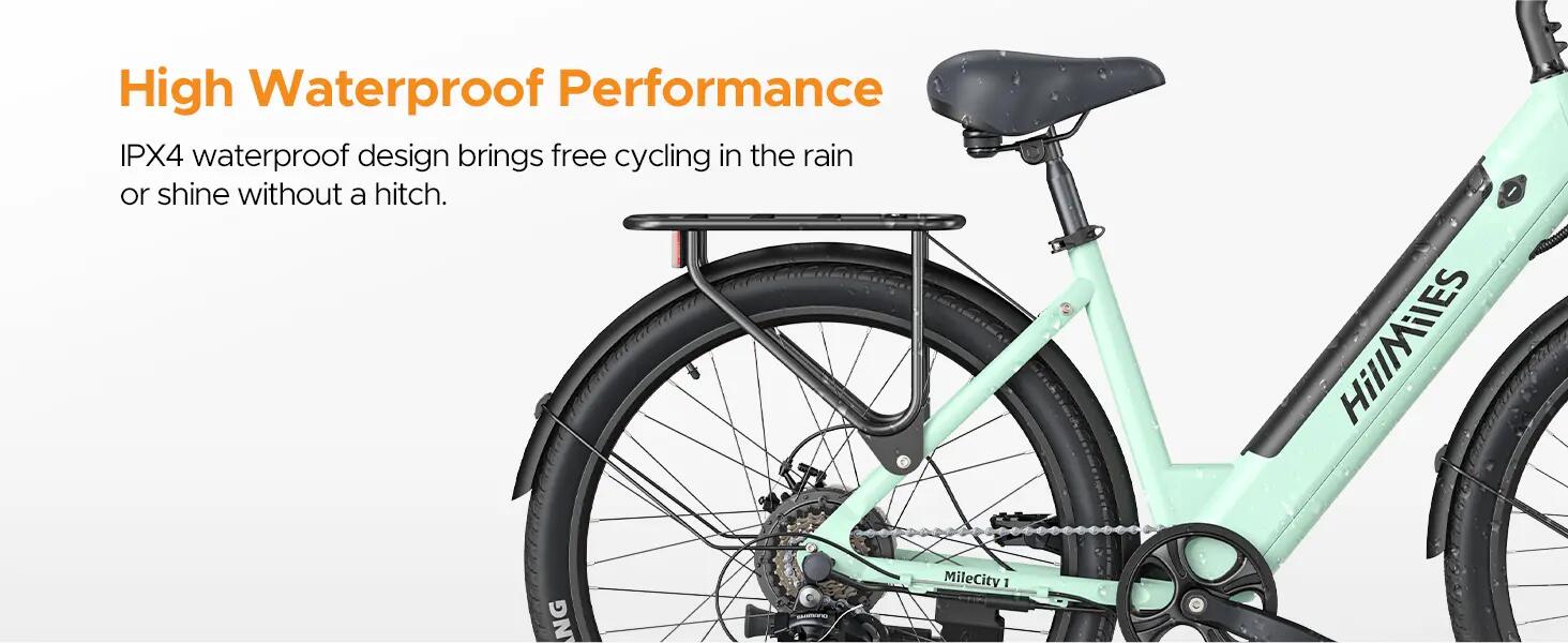 Hillmiles MileCity 1 250W Elektrofahrrad, 100 km Reichweite, IPX4 wasserdicht 2/8