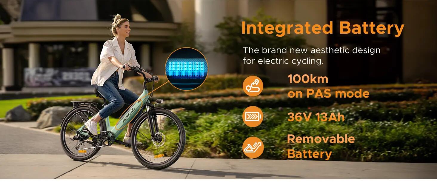 Hillmiles MileCity 1 250W Elektrofahrrad, 100 km Reichweite, IPX4 wasserdicht 7/8