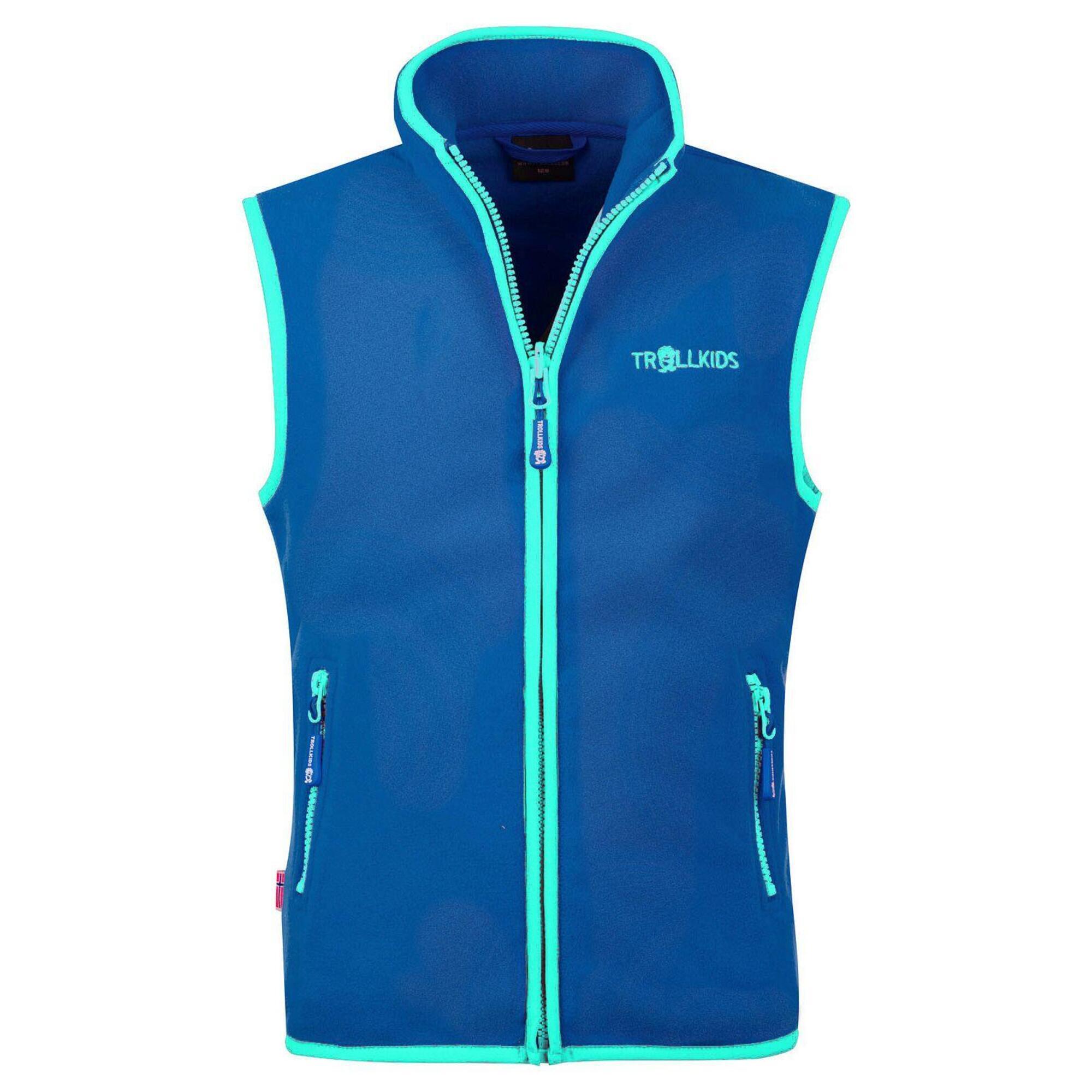 Arendal children's fleece vest midnight blue / dark mint