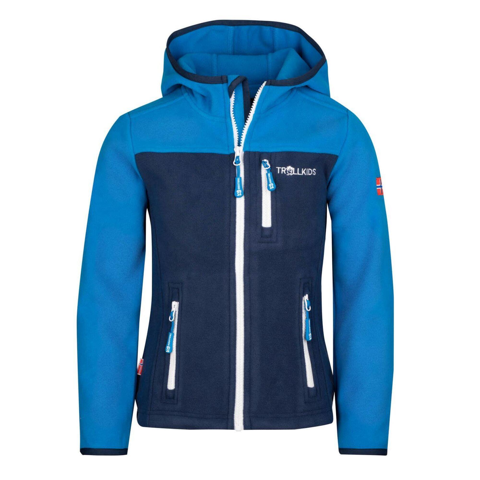TROLLKIDS Kinder Fleece-Jacke Stavangar Winddicht Azurblau/Marineblau