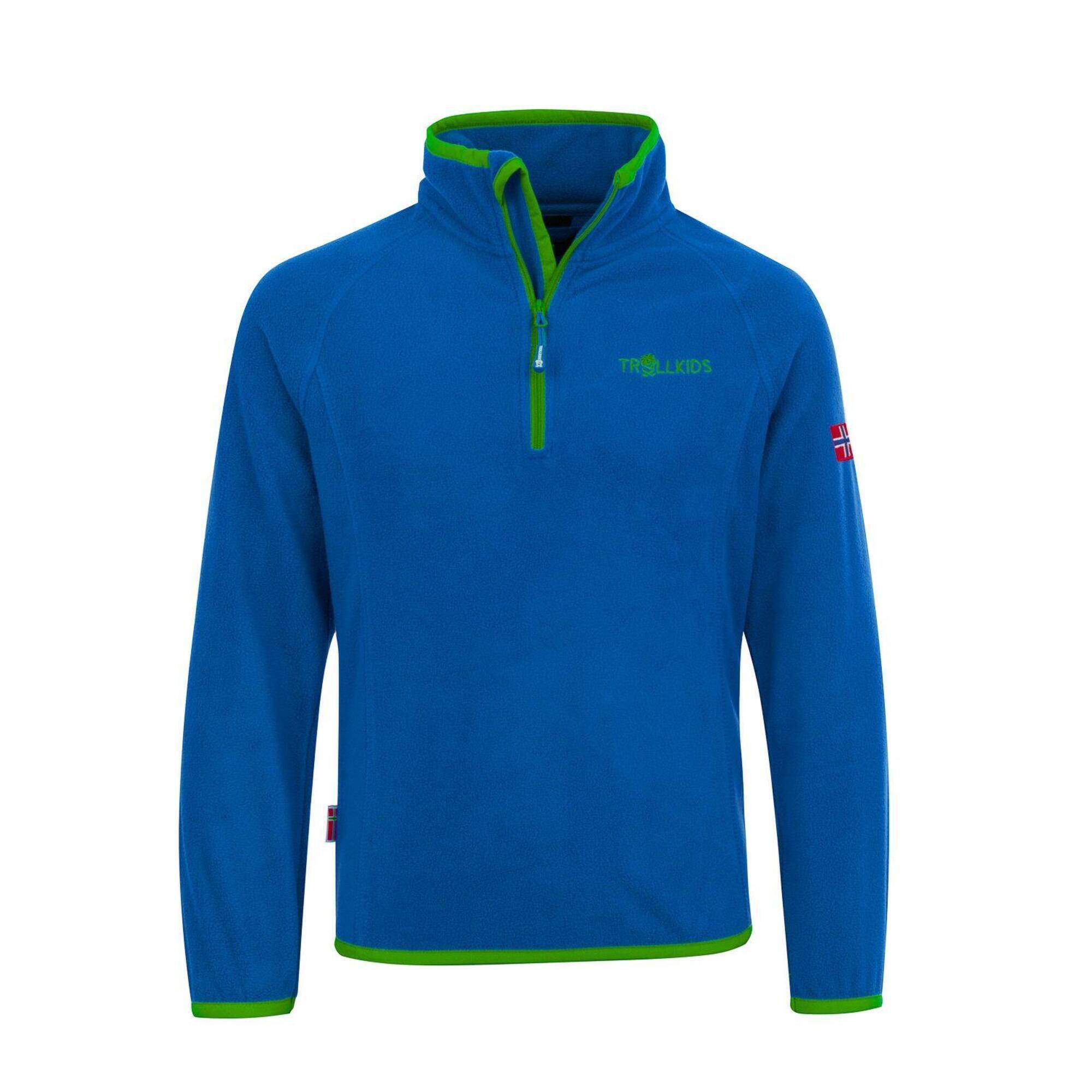 TROLLKIDS Nordland Kids' Half Zip Fleece Sweater blue/green polyester