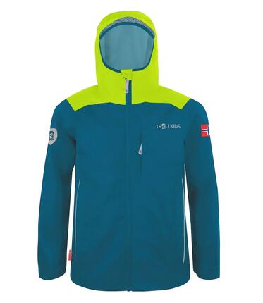 Veste de pluie Bergen pour enfants Bleu pétrole/Lime