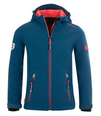 Mädchen Softshelljacke Trollfjord Wasserabweisend Mitternachtsblau / Coral