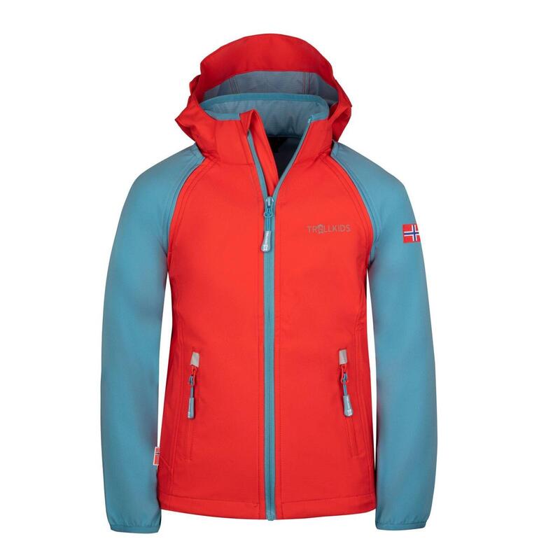 Kinder Softshell Jacke Zip Off Rondane Rot/Delphinblau