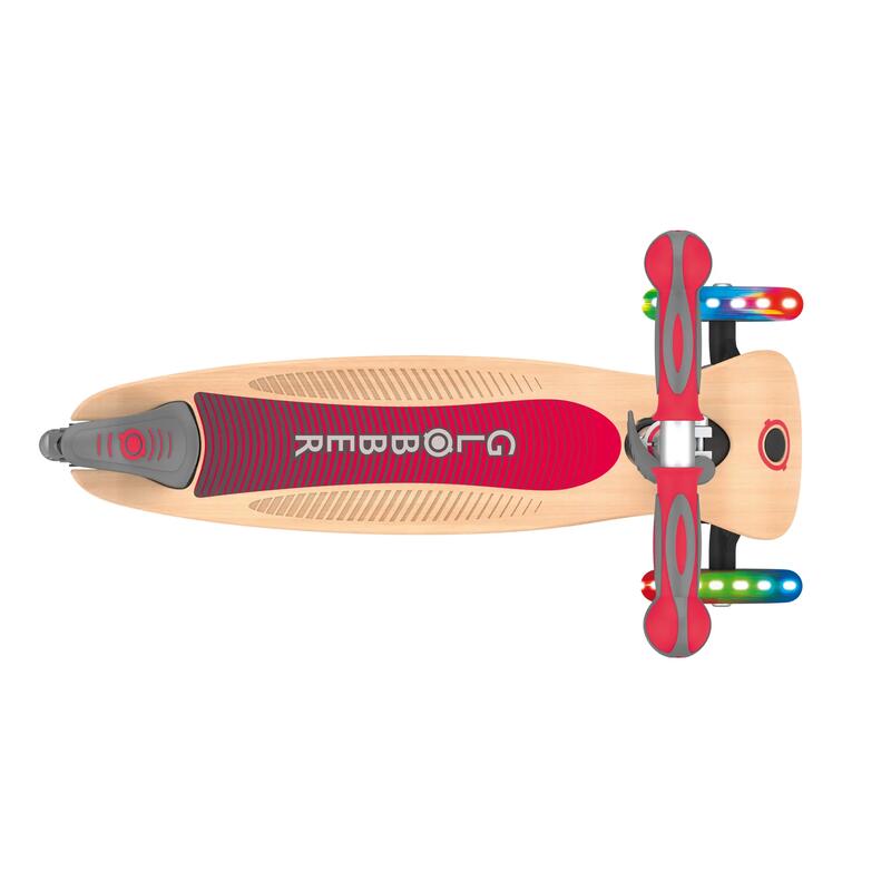 Globber Primo Wood Katlanabilir Işıklı Scooter - Kırmızı