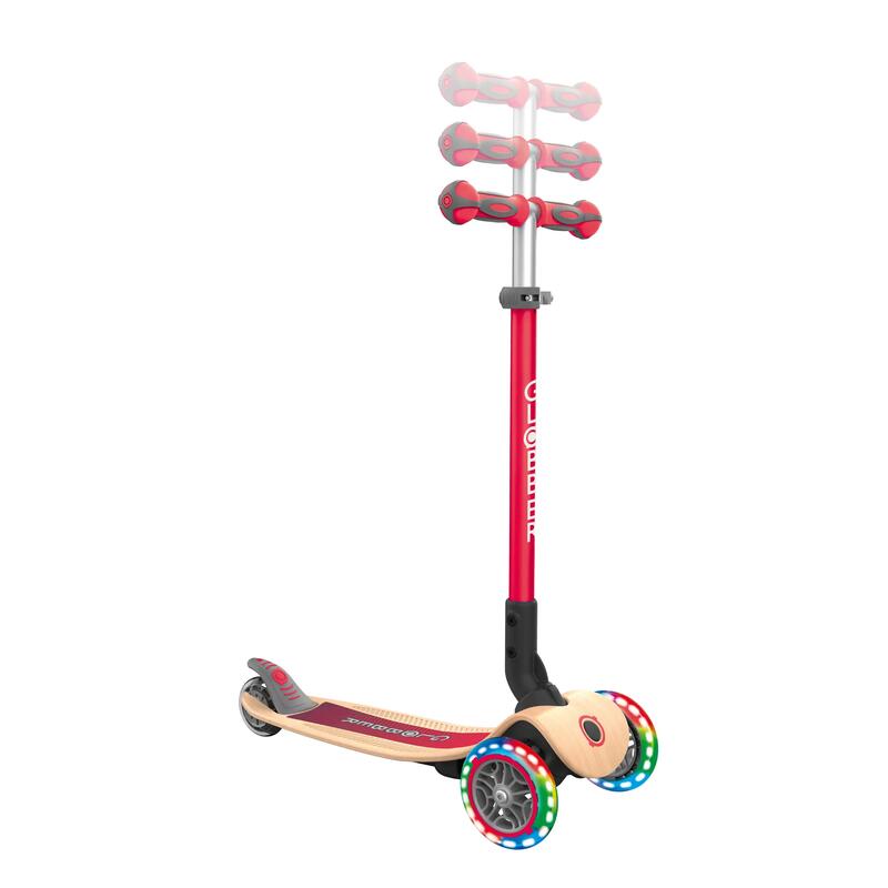 Globber Primo Wood Katlanabilir Işıklı Scooter - Kırmızı
