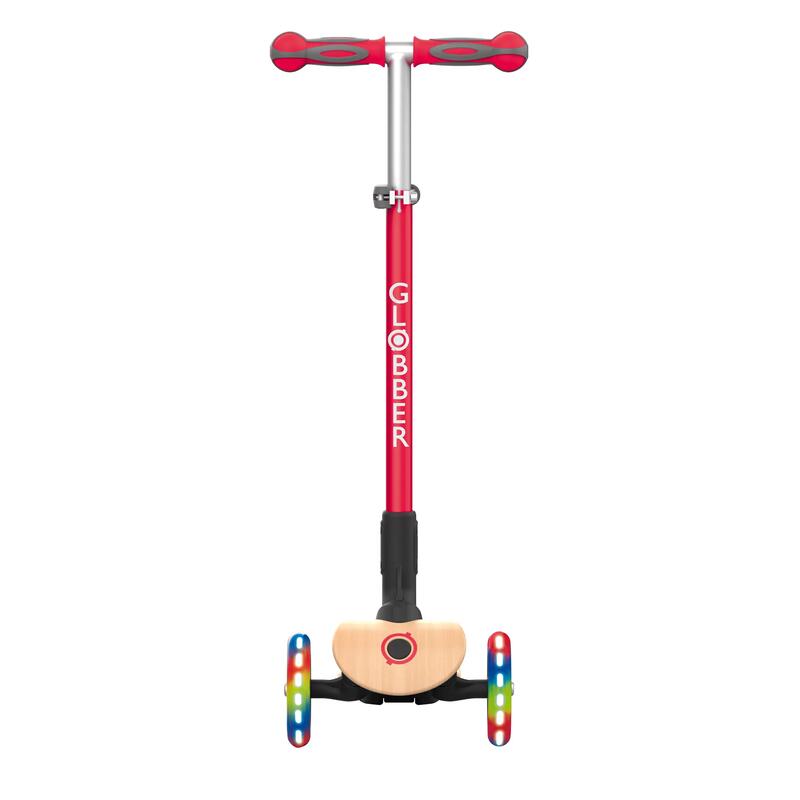 Globber Primo Wood Katlanabilir Işıklı Scooter - Kırmızı