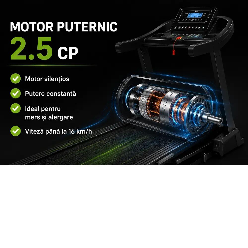 Banda de alergat 6481 ,  viteza  1-16 km/h, motor  2, 5 CP, inclinare motorizata 2/14