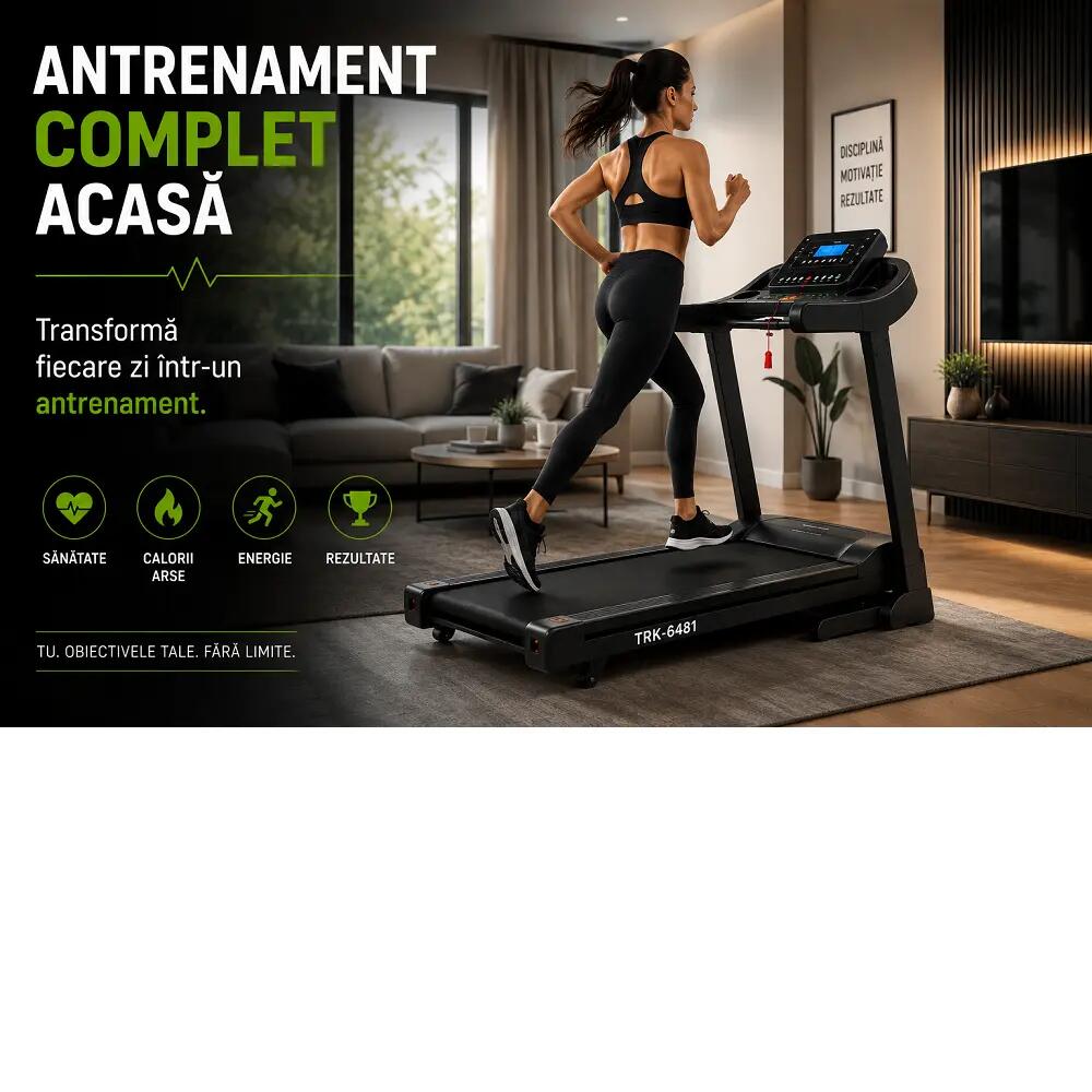 Banda de alergat 6481 ,  viteza  1-16 km/h, motor  2, 5 CP, inclinare motorizata 10/14