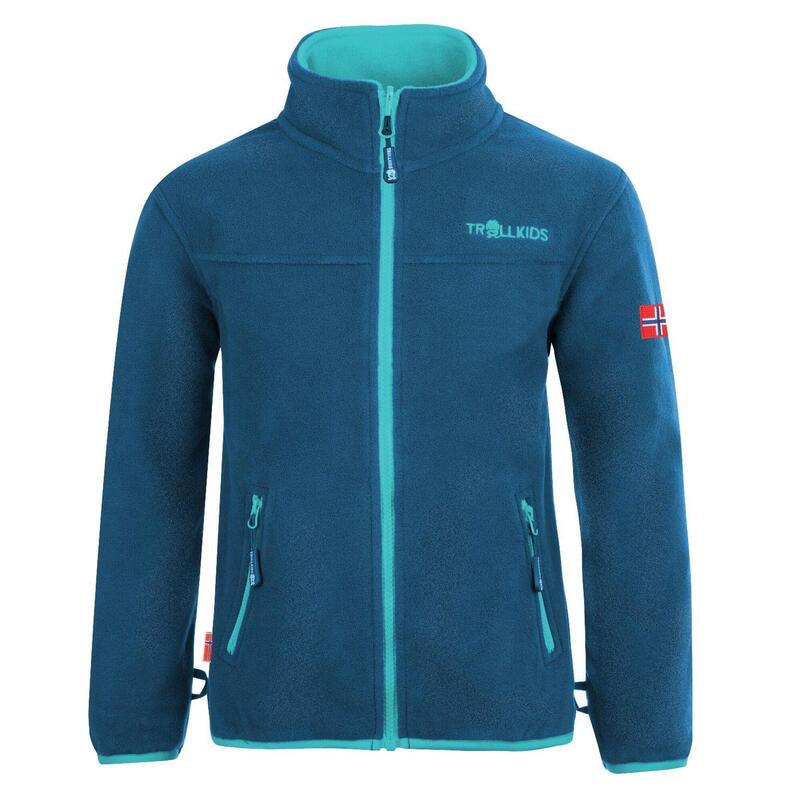 Kinder Fleece Jacke Oppdal XT Mitternachtsblau / Minze dunkel