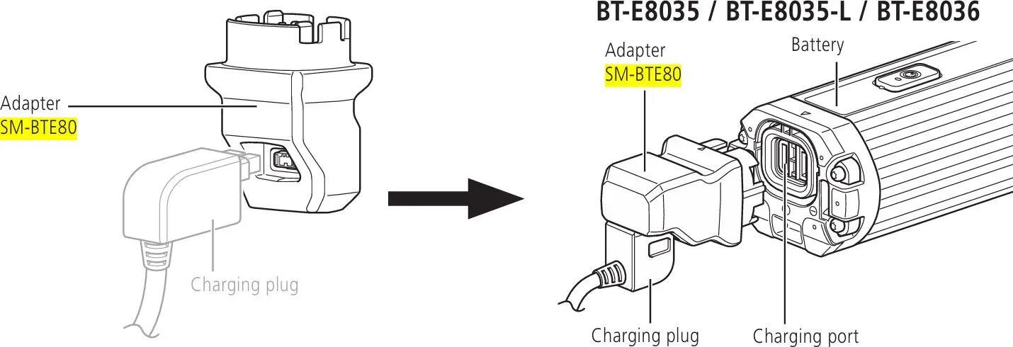 Shimano Steps SM-BTE80 Oplaadadadapter voor BT-E8035 batterij en EC-E6000/E6002/ 3/3