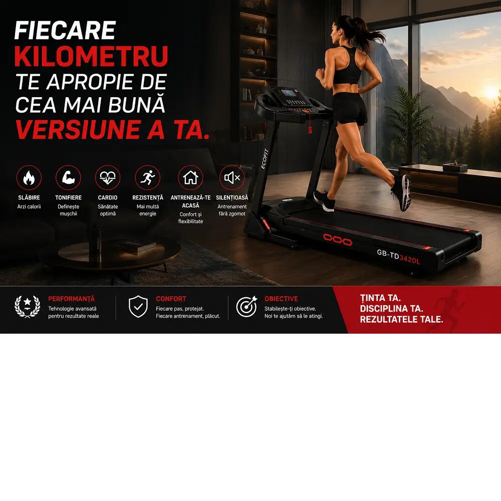 Banda de Alergare Electrica ECOFIT, Model GB-TD3420L, 15km/h, 15% automat 12/12