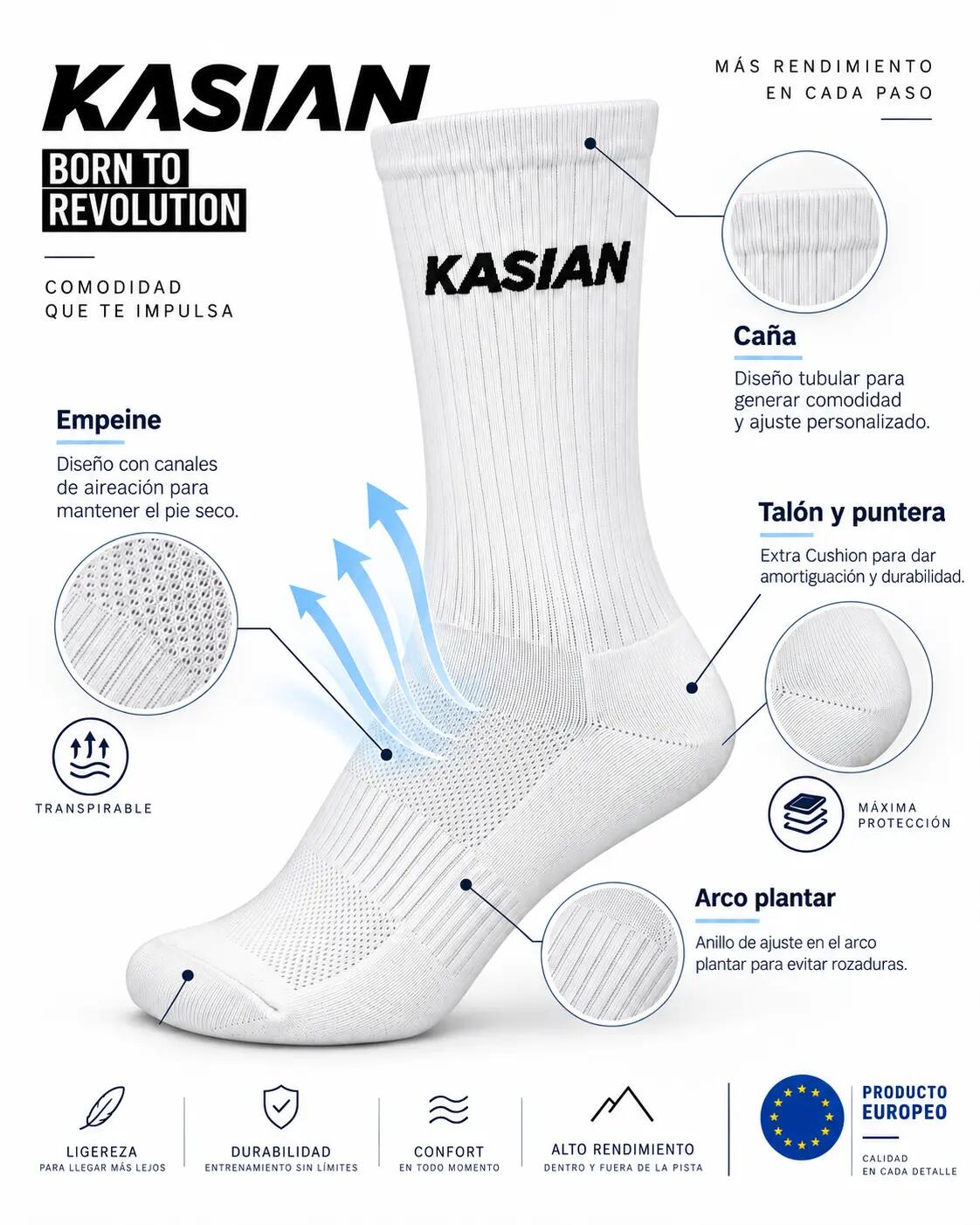 Meias desportivas running unissexo acolchoadas Alto Rendimiento pack 6 pares 3/3