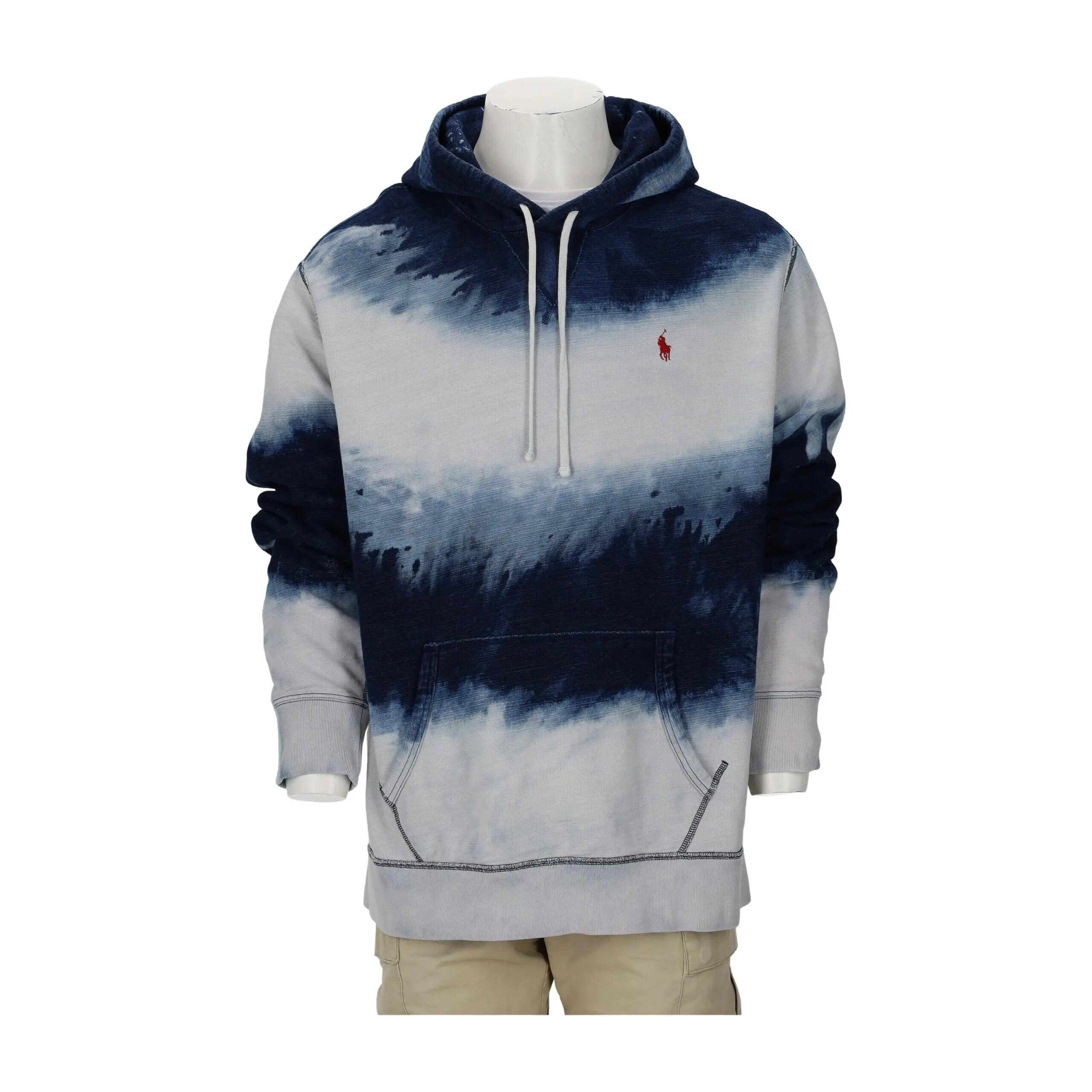 Second life - Hanorac cu glugă pentru bărbați Tie-dye indigo - Ca nou