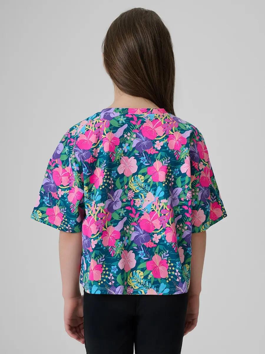 T-shirt boxy z nadrukiem dziewczęcy 4F 2/5
