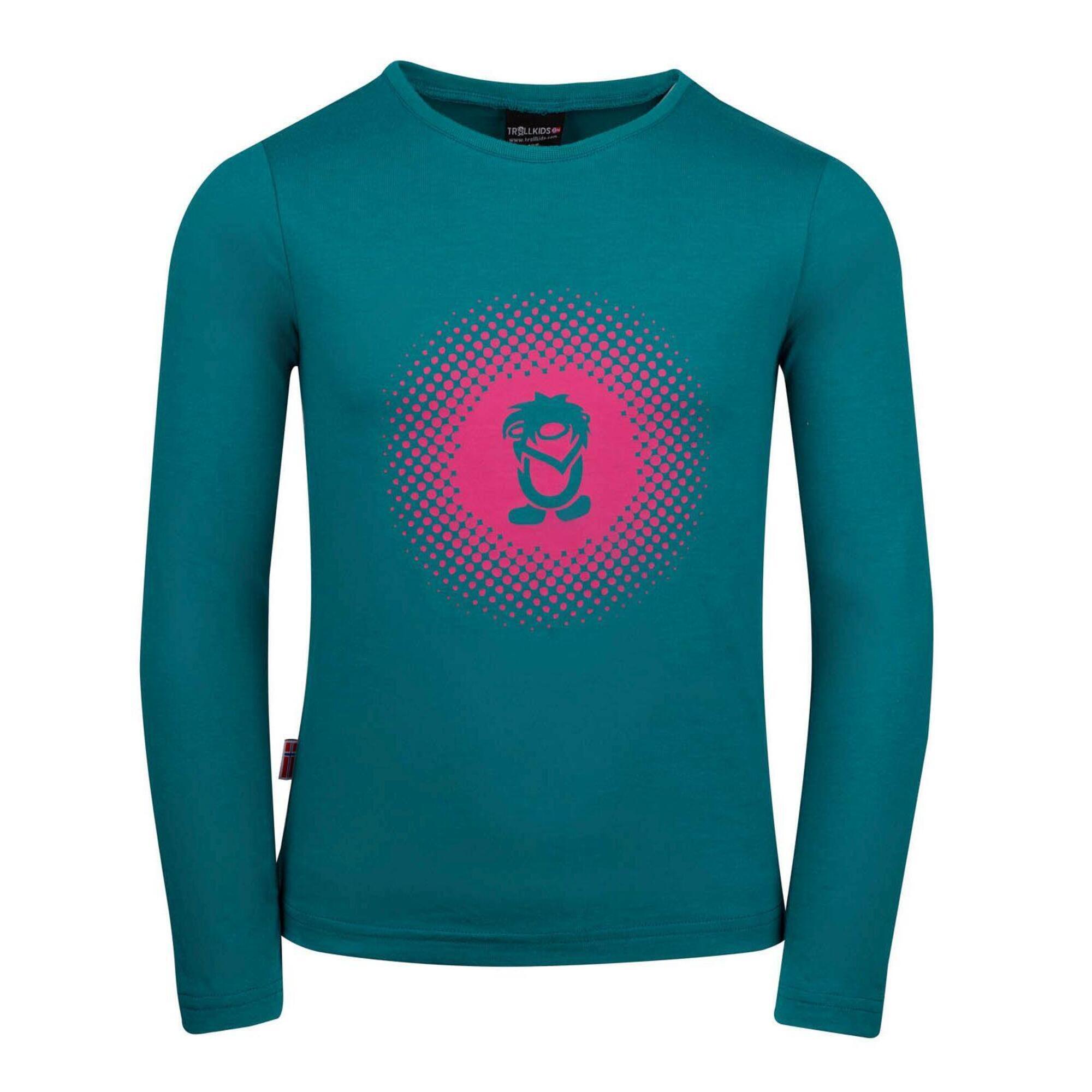 TROLLKIDS Kinder Longsleeve Pointillism Smaragdgrün/Rubinrot