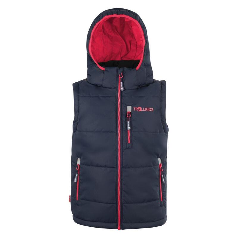 Gilet polyfibre enfant Narvik déperlant bleu marine/rouge