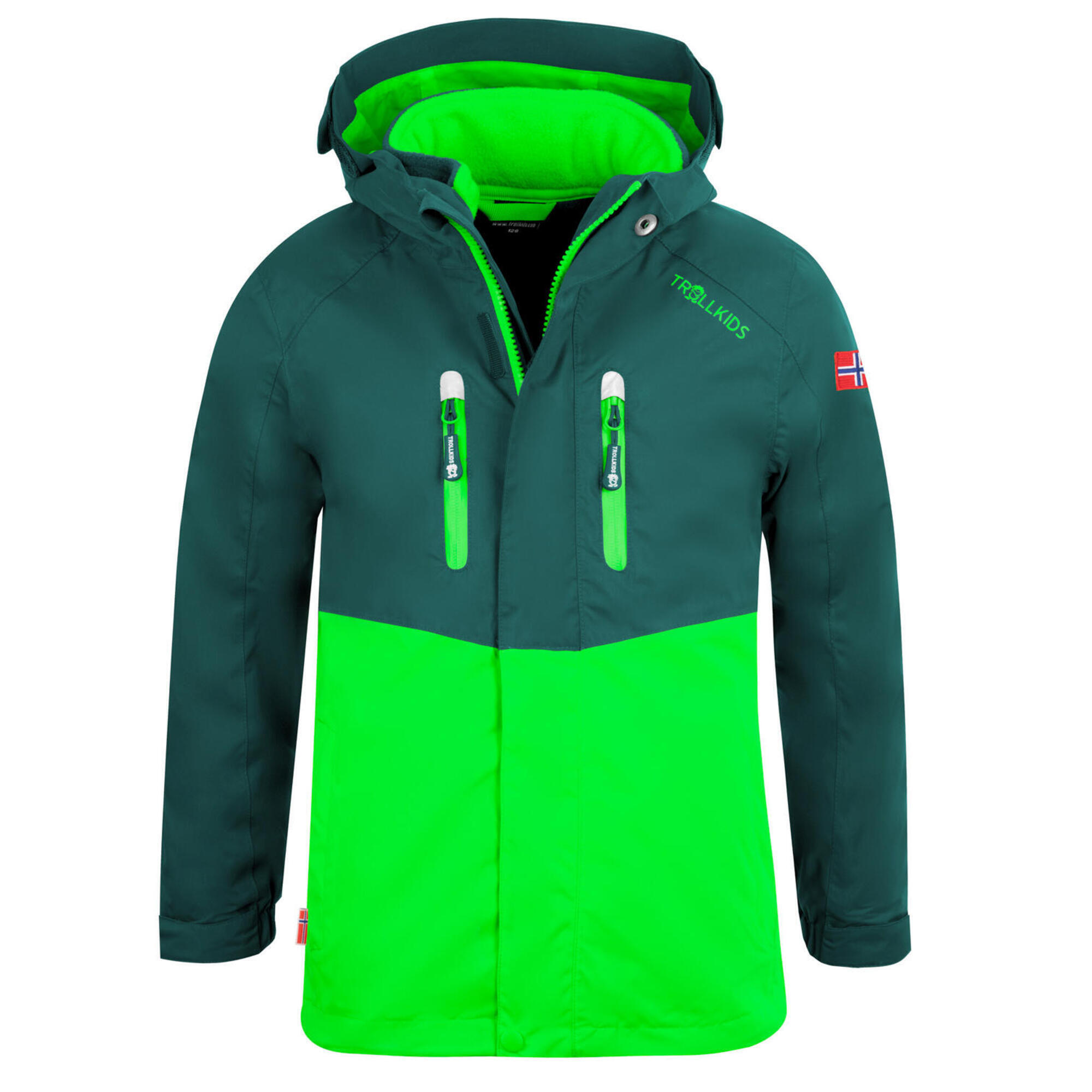 TROLLKIDS Kinder 3in1 Jacke Bryggen Wasserdicht Dunkelgrün / Hellgrün