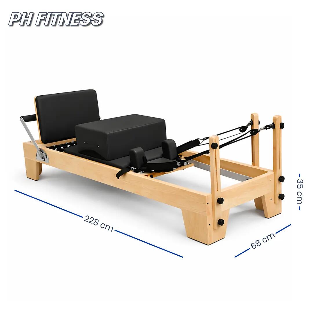 Reformer Pilates em madeira com caixa e 6 molas 5/9