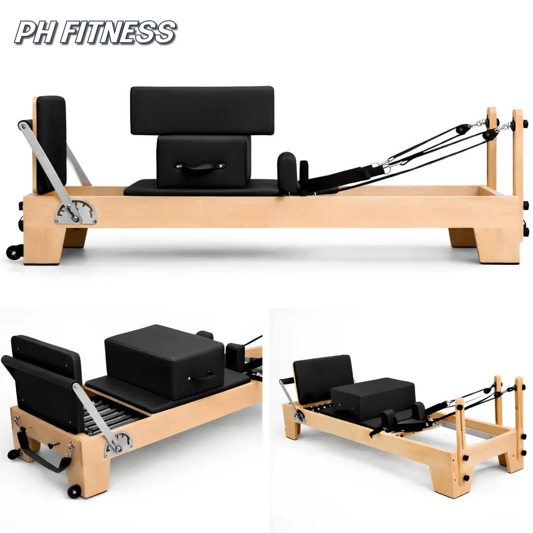 Reformer Pilates em madeira com caixa e 6 molas 4/9