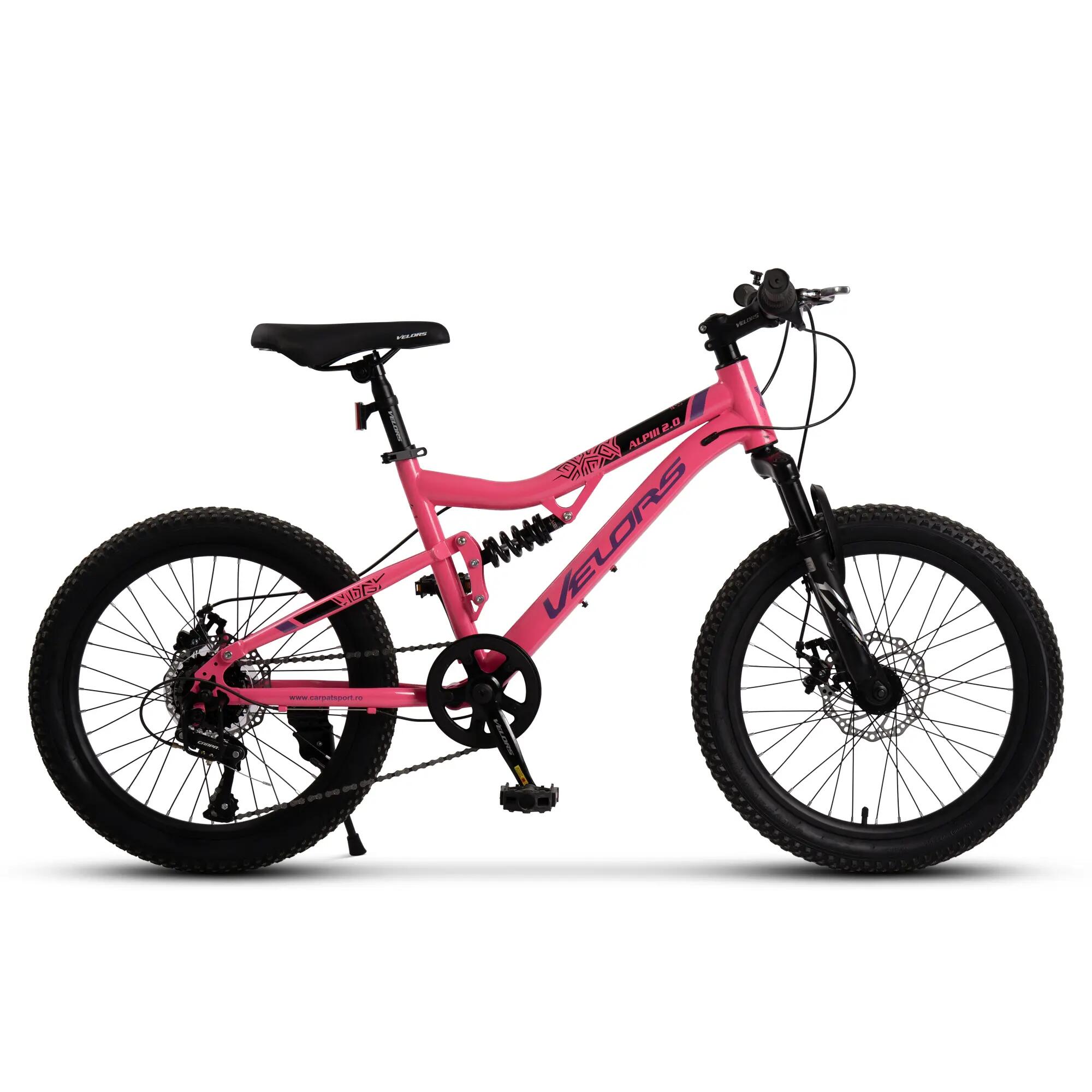 Bicicletă Copii cu suspensie integrala Alpin 7v Roz/Negru