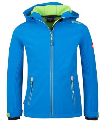 Kinder Softshelljacke Trollfjord Wasserabweisend Mittelblau/Grün
