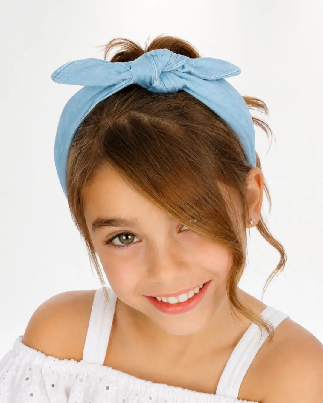 Tiara infantil com nó de jeans 4/4