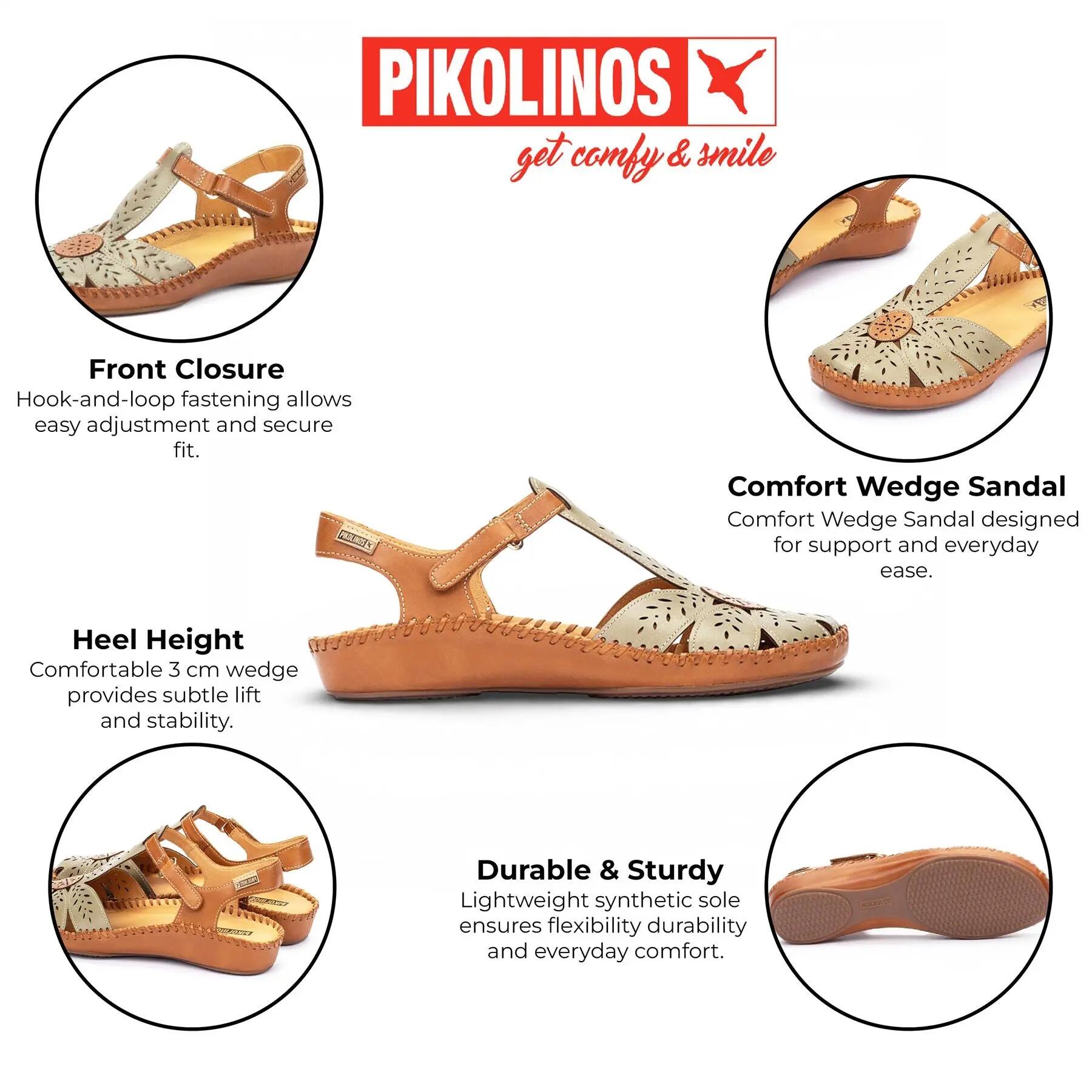 Pikolinos Womens Leather Cushioned Wedge Sandal Shoes - P-Vallarta 2/8