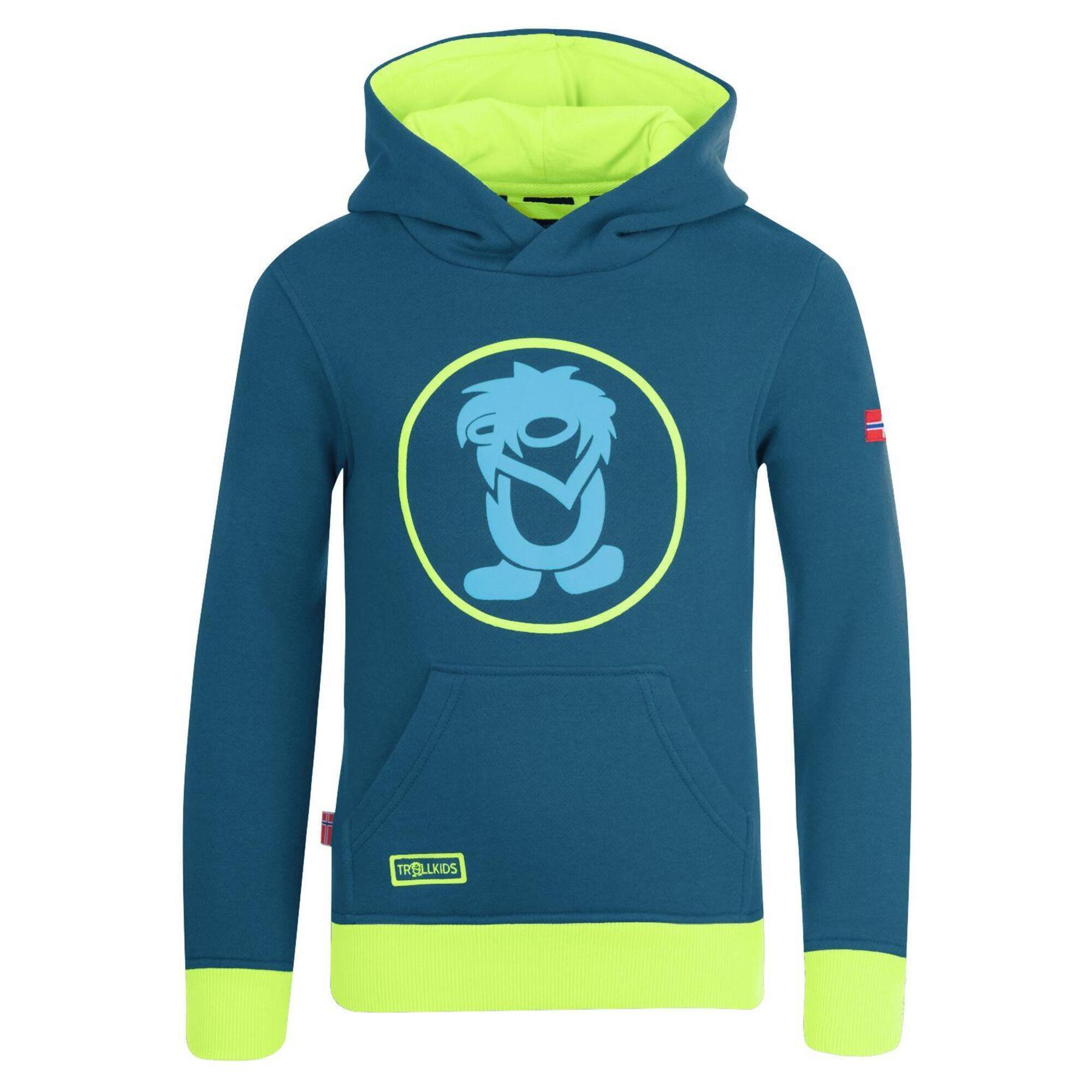 TROLLKIDS Kinder Hoodie Pullover Troll Petrolblau/Grün