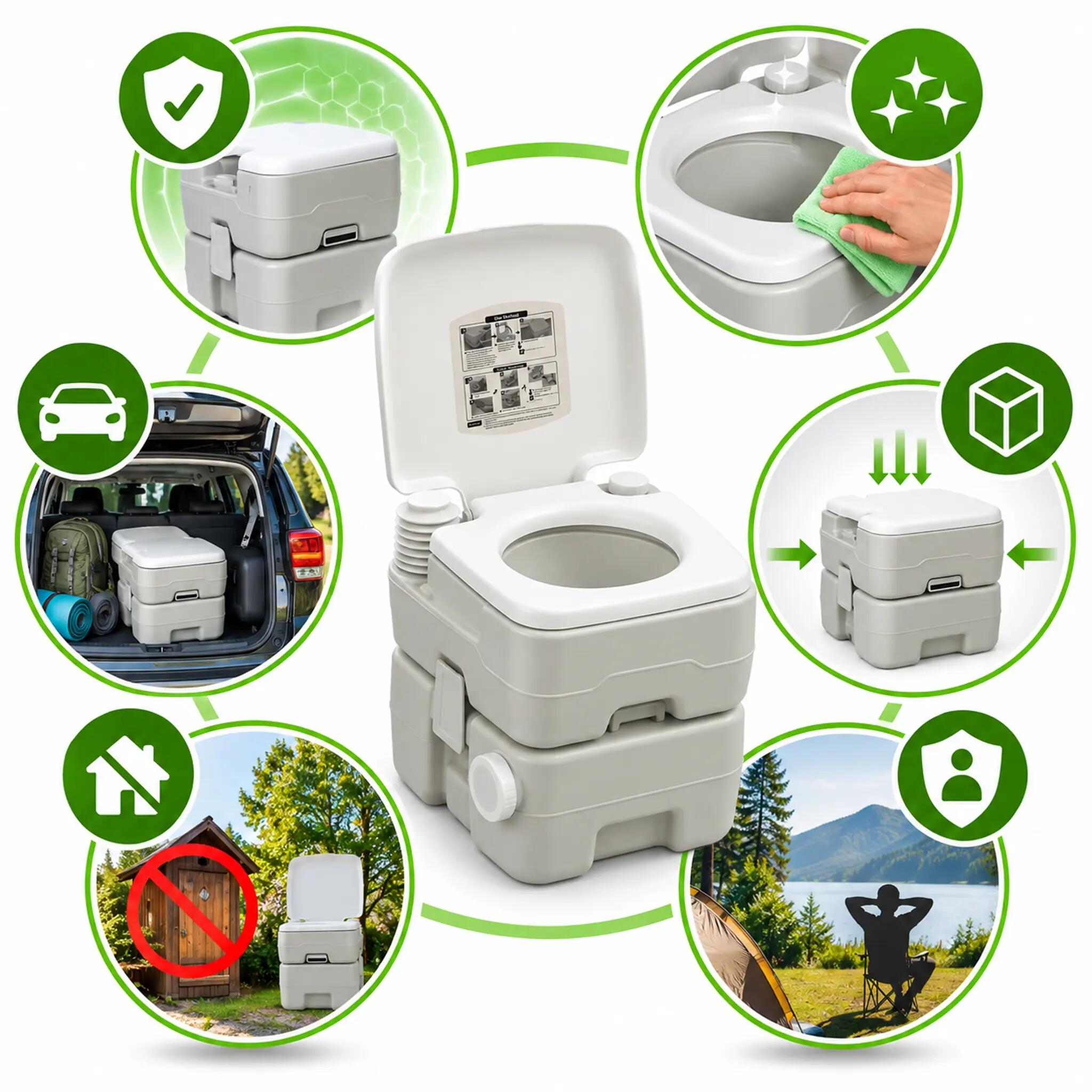 Toaleta turystyczna przenośna chemiczna 20L WC kemping działka kamper 8/12