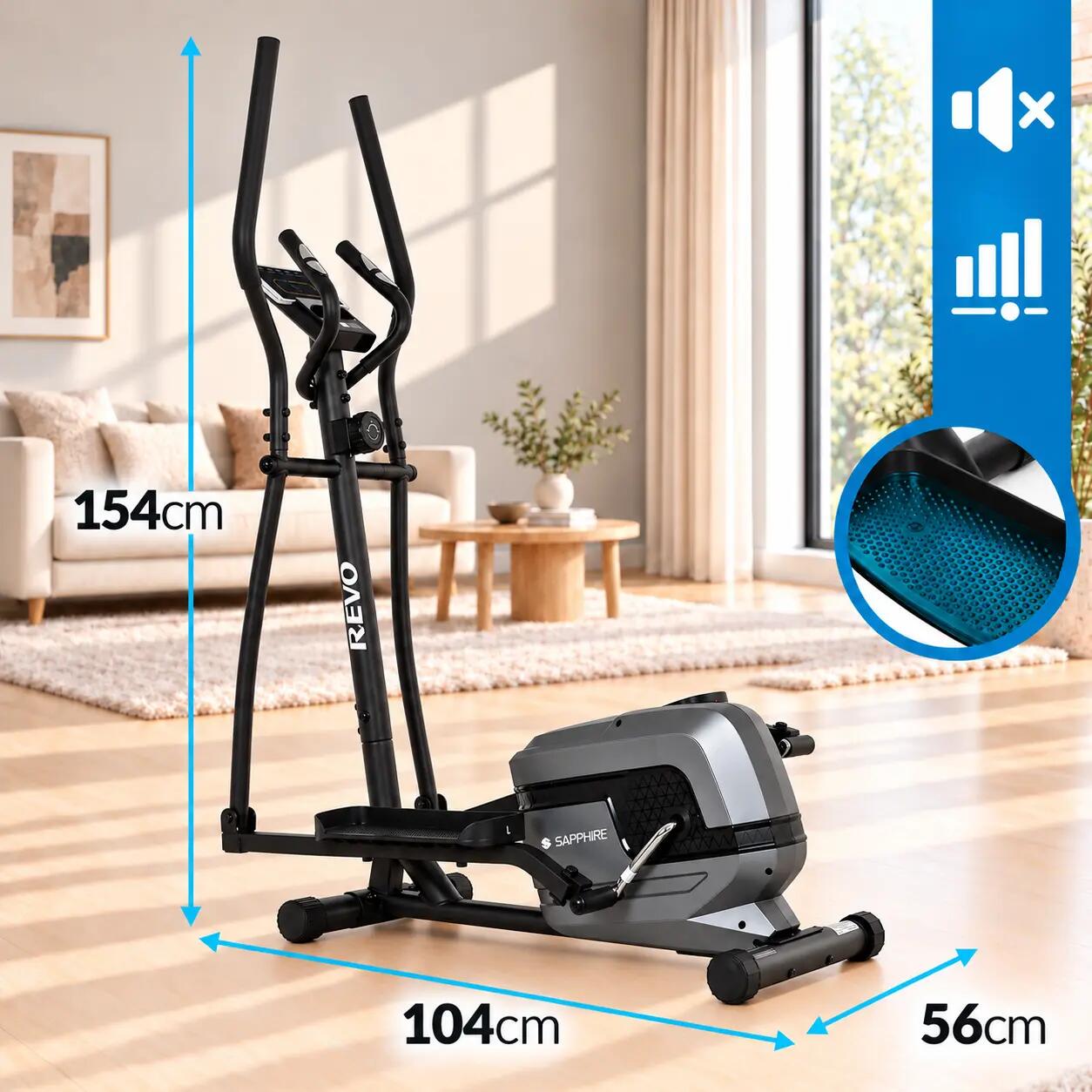 Trenażer eliptyczny Sapphire SG-940E REVO magnetyczny koło 6kg pomiar pulsu 4/13