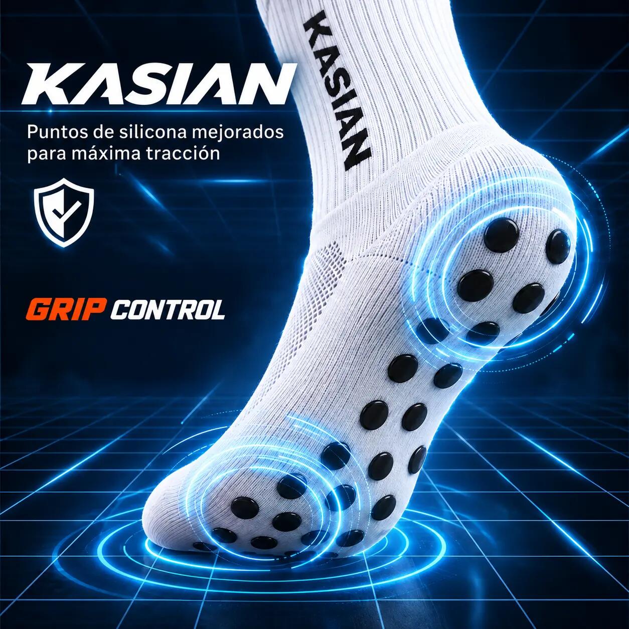 Calcetines antideslizantes unisex fútbol, pádel y tenis Grip Control pack 3 6/7