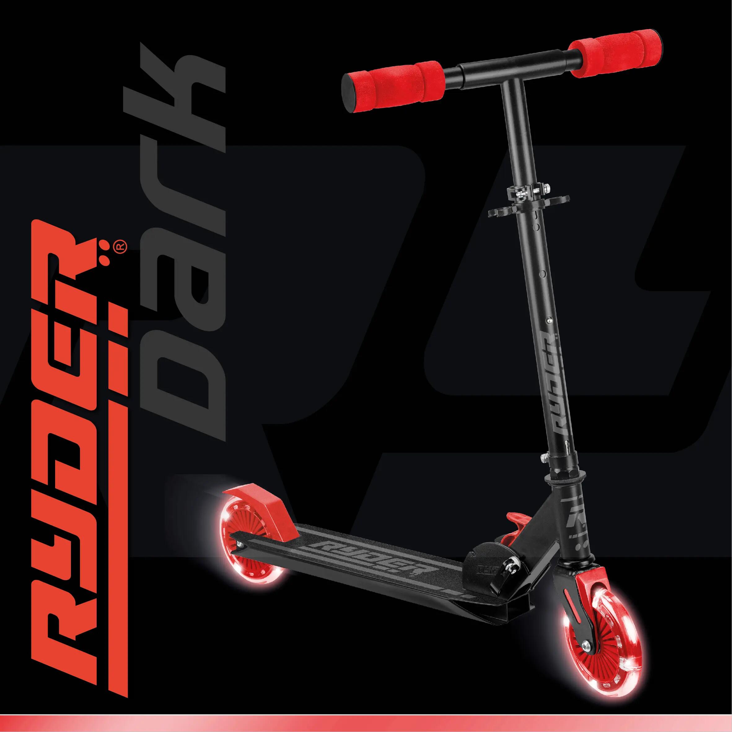Patinete 2 ruedas con luces LED DARK rojo plegable para niños 2/2