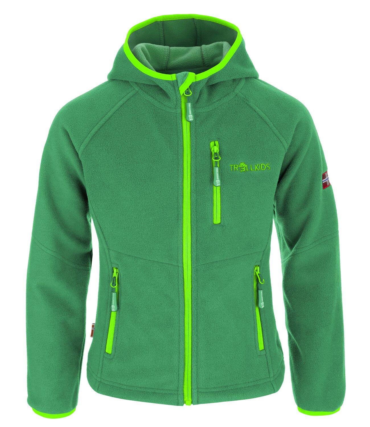 TROLLKIDS Kinder Fleece-Jacke Stavangar Winddicht Dunkelgrün / Hellgrün