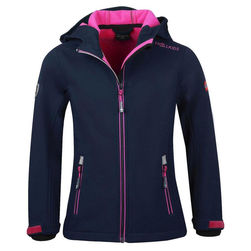 Mädchen Softshelljacke Trollfjord Wasserabweisend Marineblau / Magenta