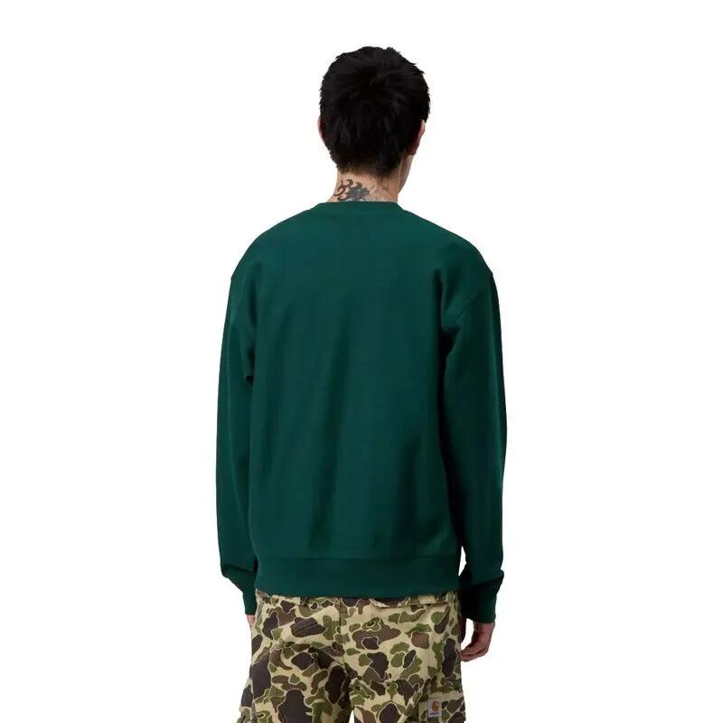 Sudadera Carhartt Verde American Script Sweatshirt Dark Fir Suave y Cálida 4/5