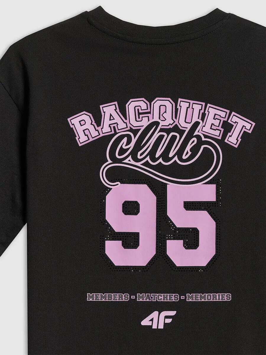 T-shirt oversize z nadrukiem dziewczęcy 4F 7/7
