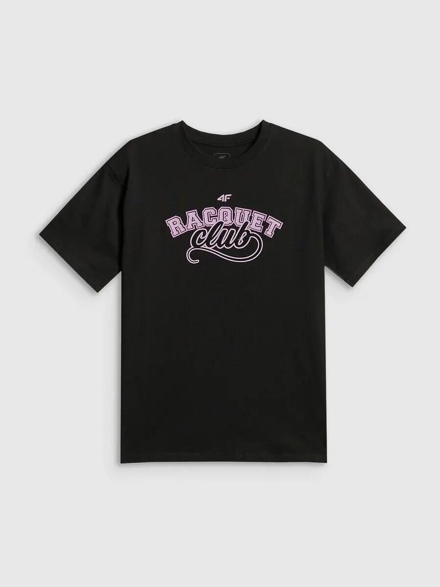 T-shirt oversize z nadrukiem dziewczęcy 4F 5/7