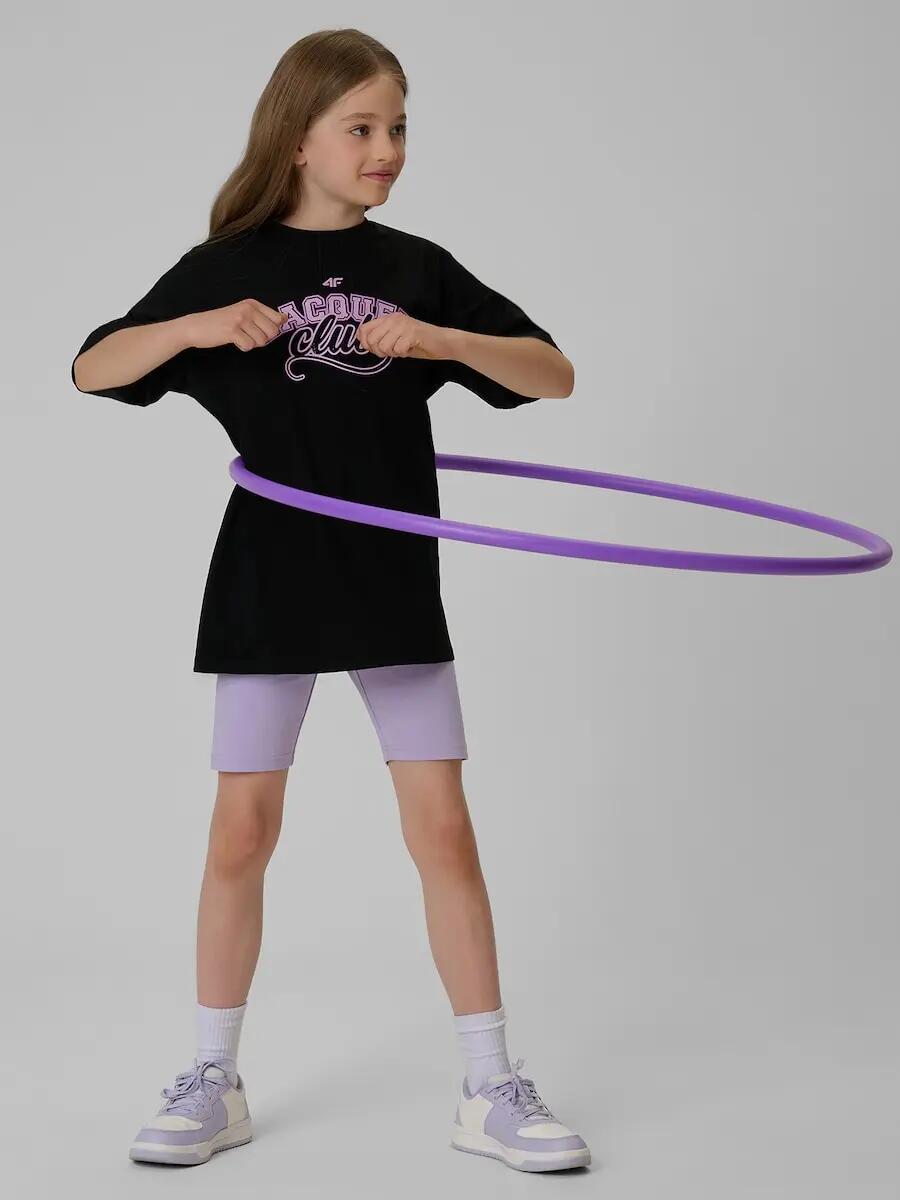 T-shirt oversize z nadrukiem dziewczęcy 4F 4/7