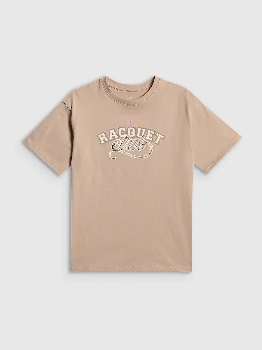 T-shirt oversize z nadrukiem dziewczęcy 4F 6/7
