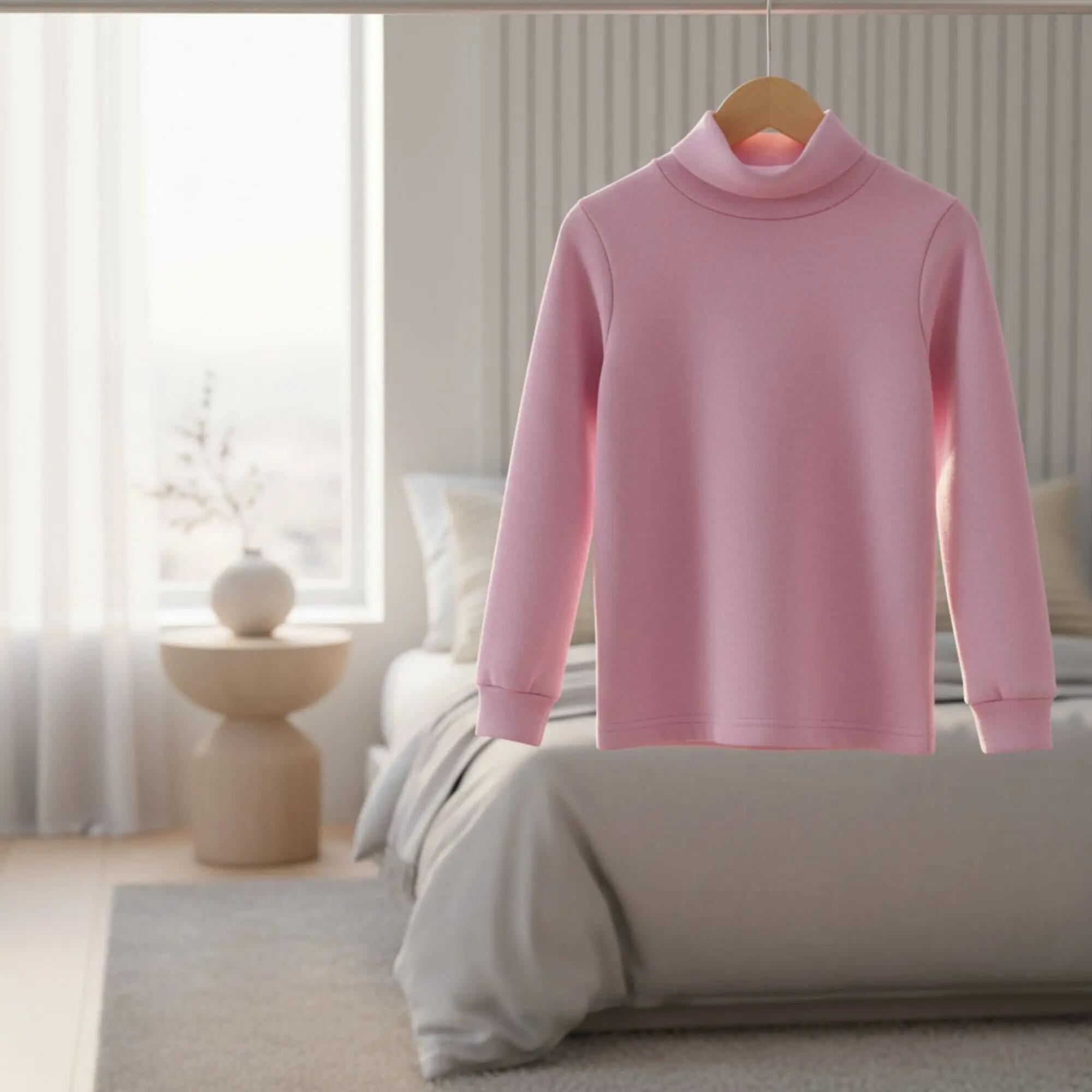 T-Shirt Thermique Manches Longues Enfant BABIDU Punt Nou Rose Poudré 7/7