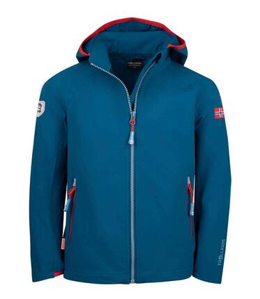 Kinder Softshelljacke Kvalvika Glühendes Blau/Trübes Gelb