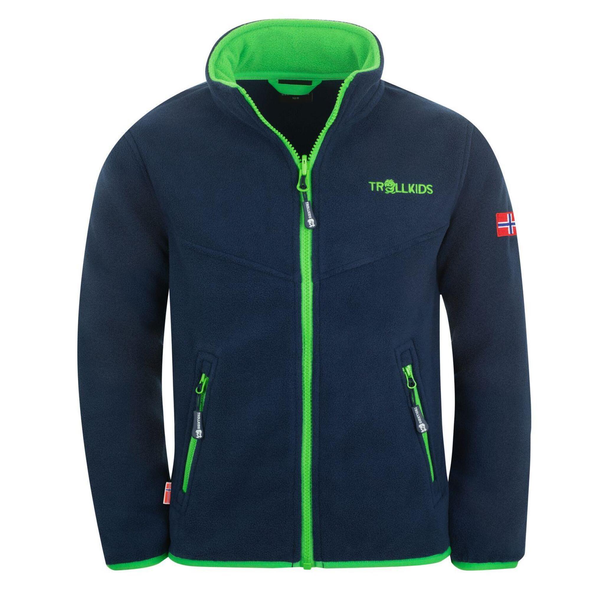 TROLLKIDS Kinder Fleece Jacke Oppdal XT Marineblau / Hellgrün