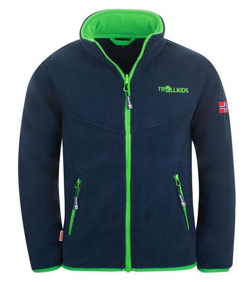 Kinder Fleece Jacke Oppdal XT Marineblau / Hellgrün