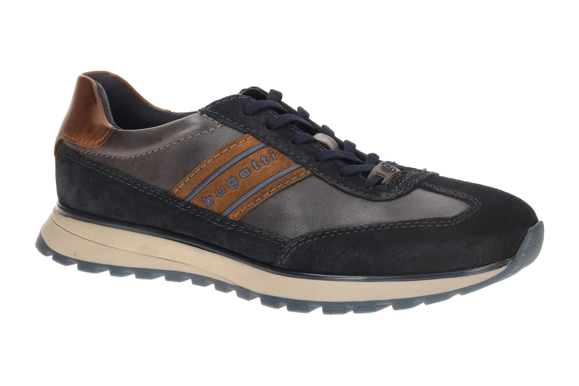 Bugatti Mens Leather Lace-Up Trainer Sneaker Shoes - Timon 1/8