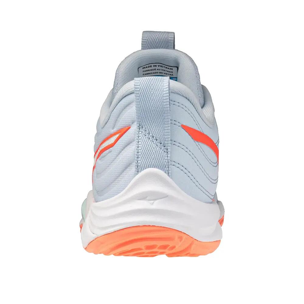 Mizuno Wave Momentum Elite Sneakers Blauw Finch/Wit/Oranje Lava 3/6